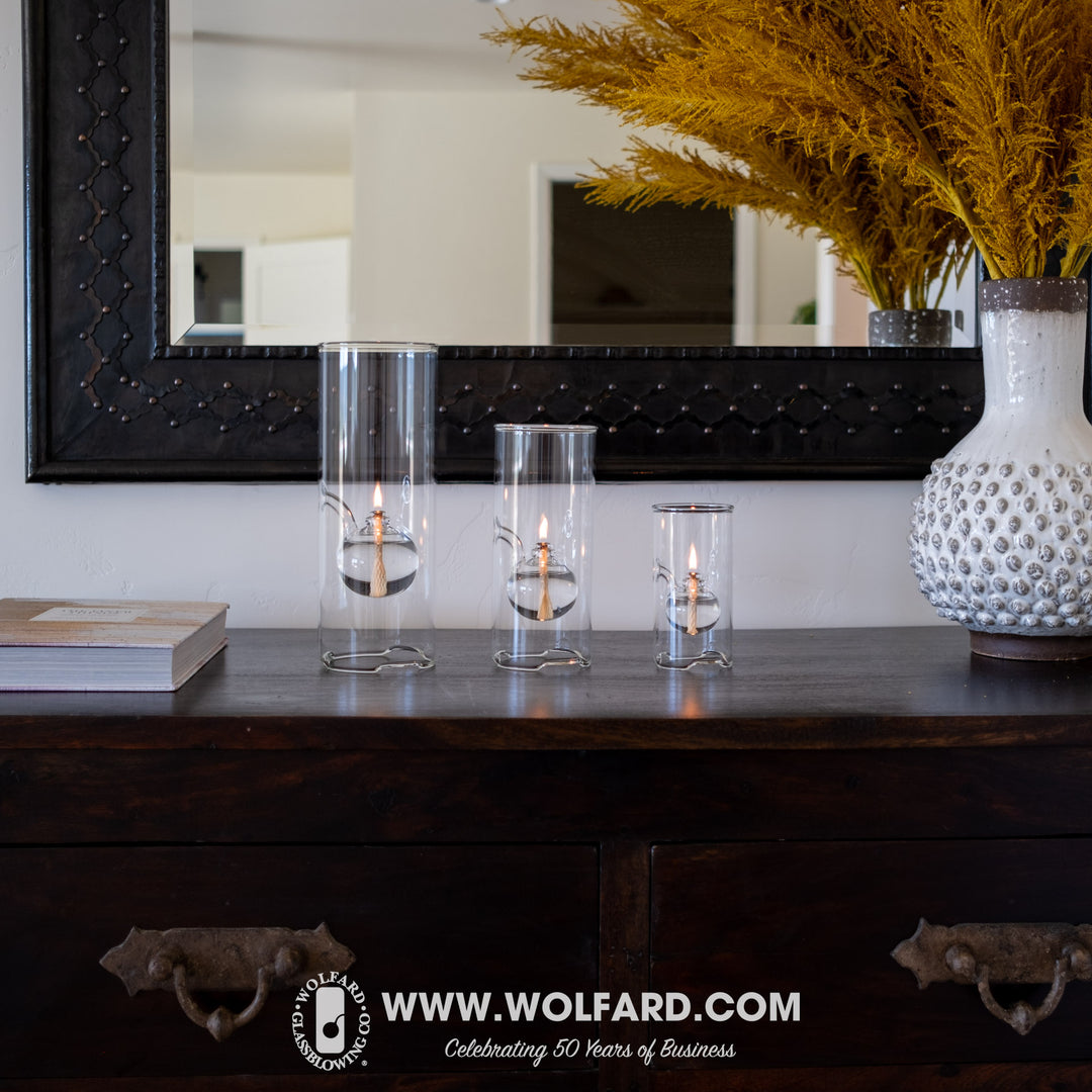 Trio - Classic Wolfard Oil Lamps - Wolfard Glassblowing Co.