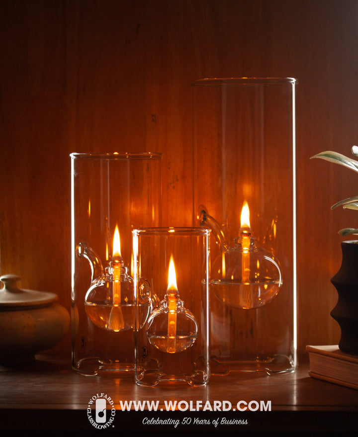 Trio - Classic Wolfard Oil Lamps - Wolfard Glassblowing Co.