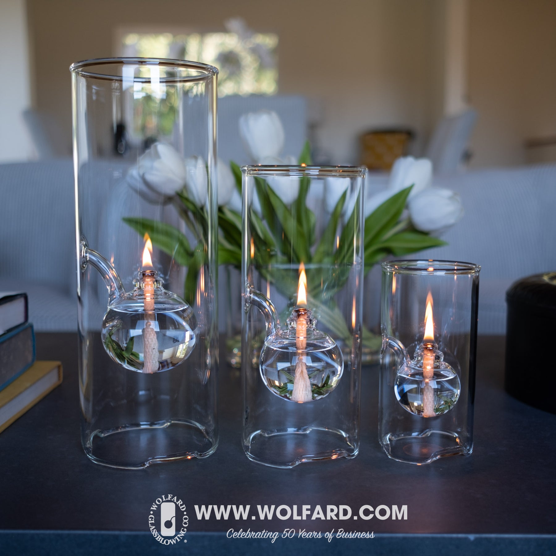Trio Classic Wolfard Oil Lamps Wolfard Glassblowing Co.